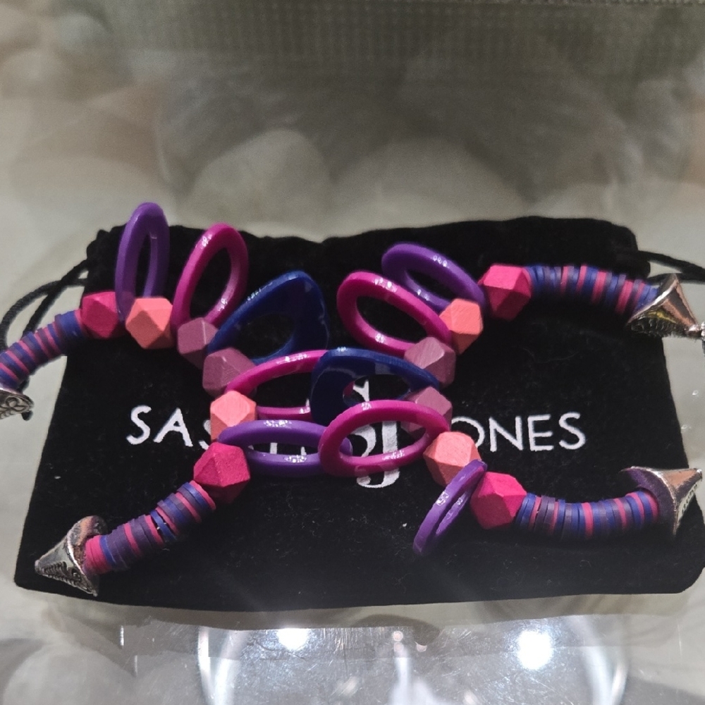 Sassy Jones Fuchsia and Violet Spiral Bracelet Set